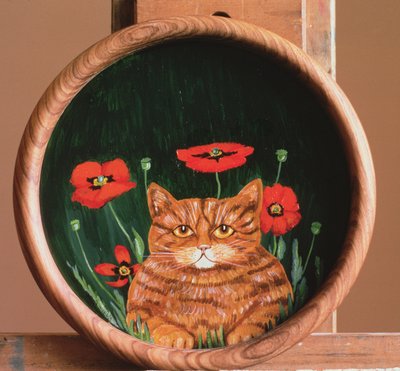 Cat and Poppies by Maggie Rowe